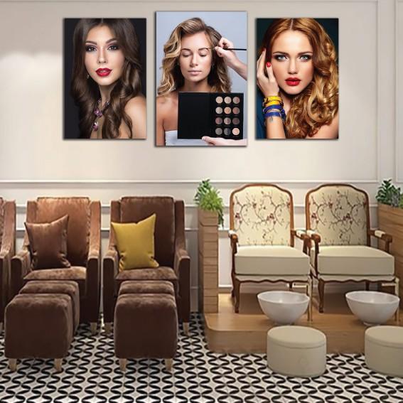 Tranh dán tường tranh spa salon tóc, tạo mẫu tóc, make up