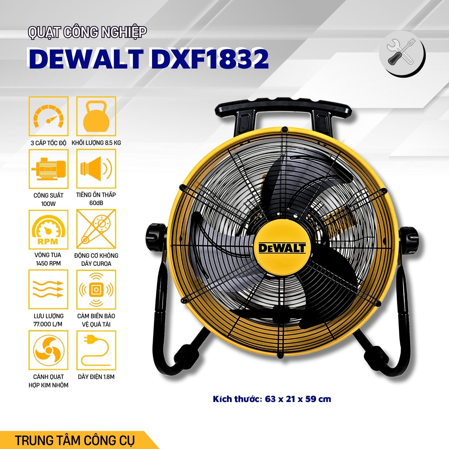 Quạt sàn công nghiệp 18inch DeWALT DXF1832 - Hàng chính hãng