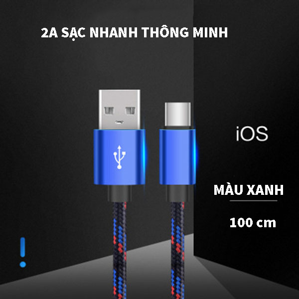 Dây Cáp Sạc Hitoor Thích hợp cho Android V8 iphone hợp kim nhôm bện nylon type-C là 2A điện thoại di động Pin Dự Phòng Tai nghe - hàng nhập khẩu