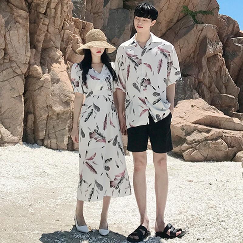 Áo đôi áo cặp FREESHIP Set áo váy sơ mi cặp nam nữ chụp cưới đi biển AV17