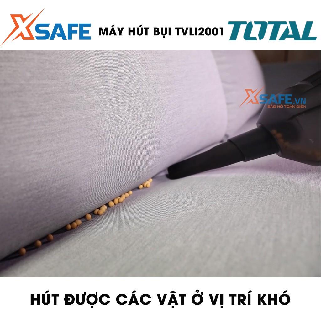 Máy hút bụi dùng pin Lithium 20V TOTAL TVLI2001 Kèm pin 20V 4A.h Sạc nhanh, 1 ống mềm, 1 bàn chải sàn và 2 ống nhựa Hàng chính hãng