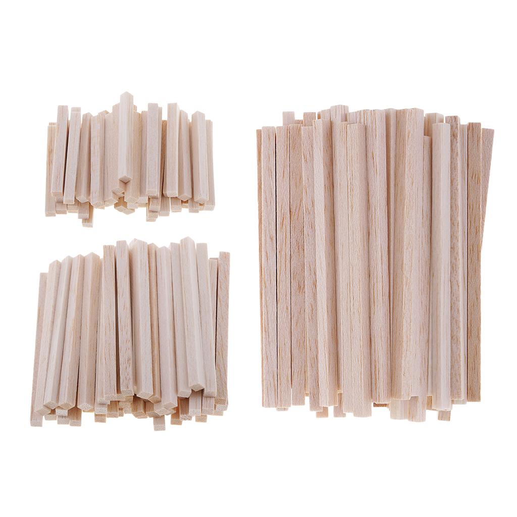 2x50 Pieces Square Balsa Wood Stick Unfinished Woodcraft Stick Dowel Rod 50mm