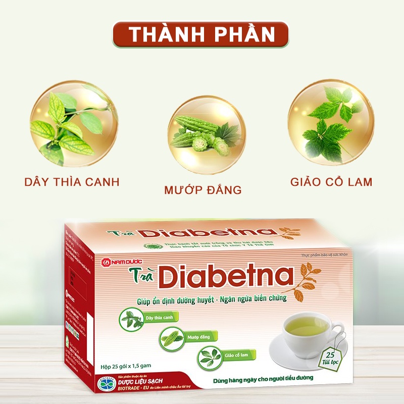 Trà Diabetna, Hỗ trợ giảm đường huyết và mỡ máu, lưu thông khí huyết