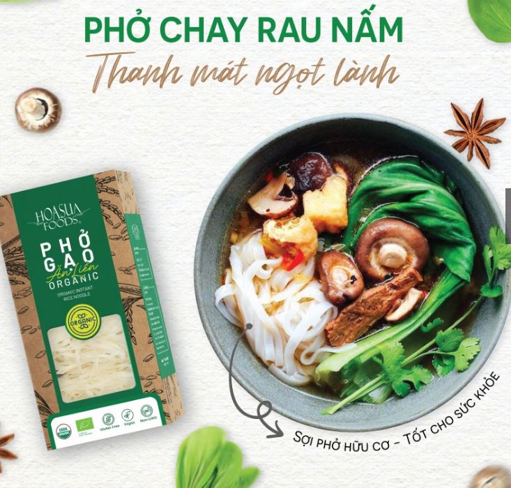 Phở gạo ăn liền hữu cơ Hoa Sữa  FOODS 360g  - dai, ngon, an toàn, 100% organic