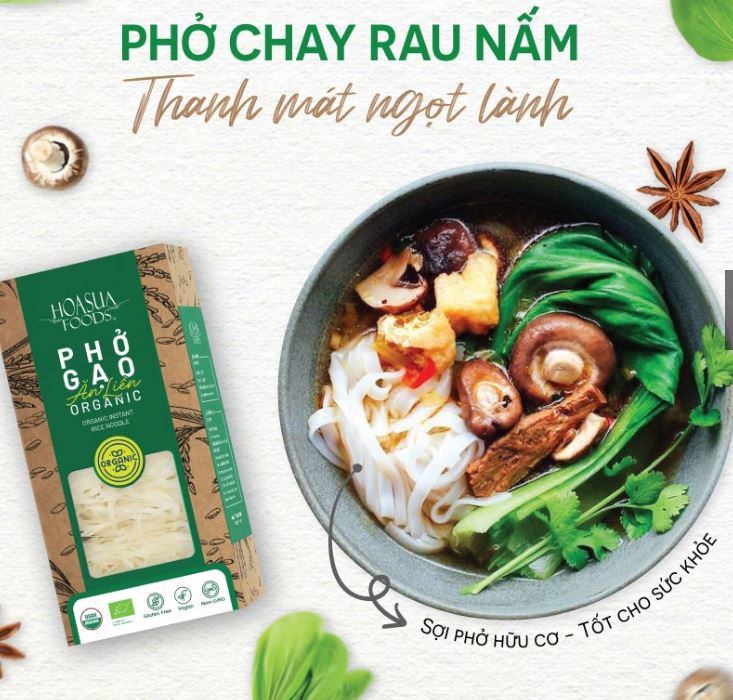 Phở gạo ăn liền hữu cơ Hoa Sữa  FOODS 360g ( 60g x 6 ) - dai, ngon, an toàn, 100% organic