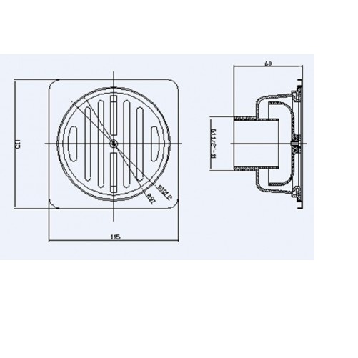 Phễu thoát sàn FD-1150  American Standard (phi thoát  Ø 90 kích thước mặt 115mmx 115mm)