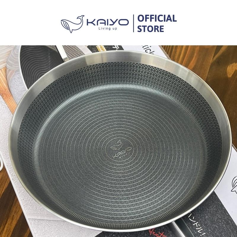 Chảo inox chống dính hoa văn nổi thân đáy liền 3 lớp tri-ply Kaiyo, size 20cm