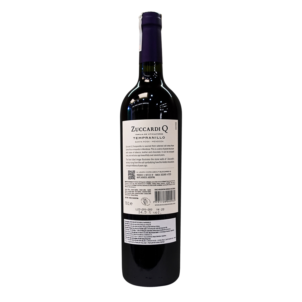 Rượu Vang Đỏ Zuccardi Q Tempranillo 750ml 14.5% - Argentina - Hàng Chính Hãng