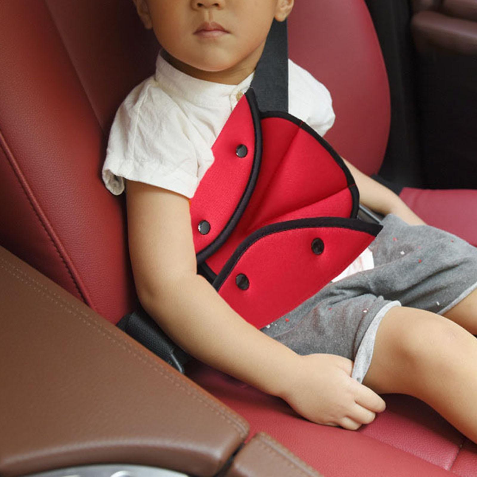 Car Seat Belt Adjuster for Kids Triangle Protector Pad Seat Belt Strap Cover Red