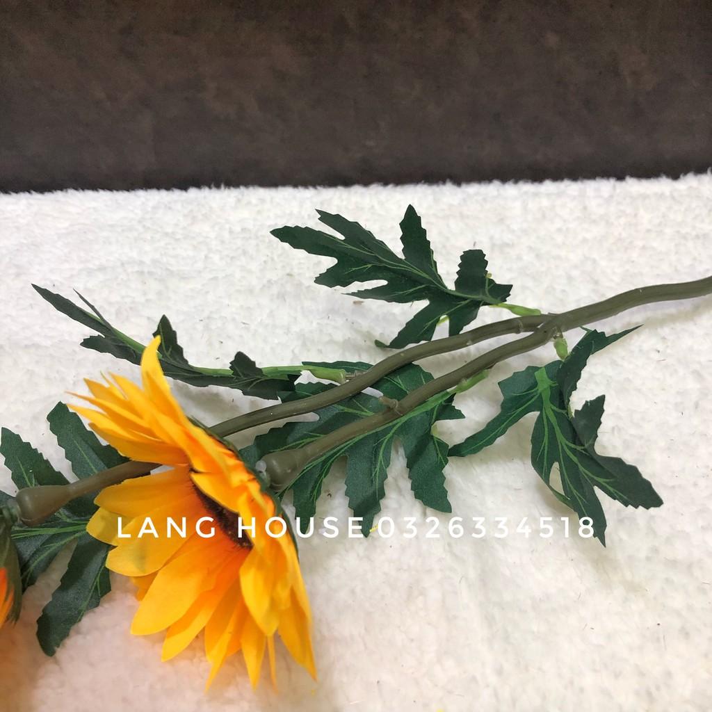 Hoa Lụa Hoa Giả - HOA HƯỚNG DƯƠNG 1 CÀNH 2 BÔNG DÀI 38CM