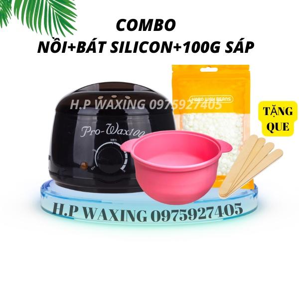 Nồi nấu sáp wax lông Pro 100 + Bát silicon + Sáp thơm bám lông tốt