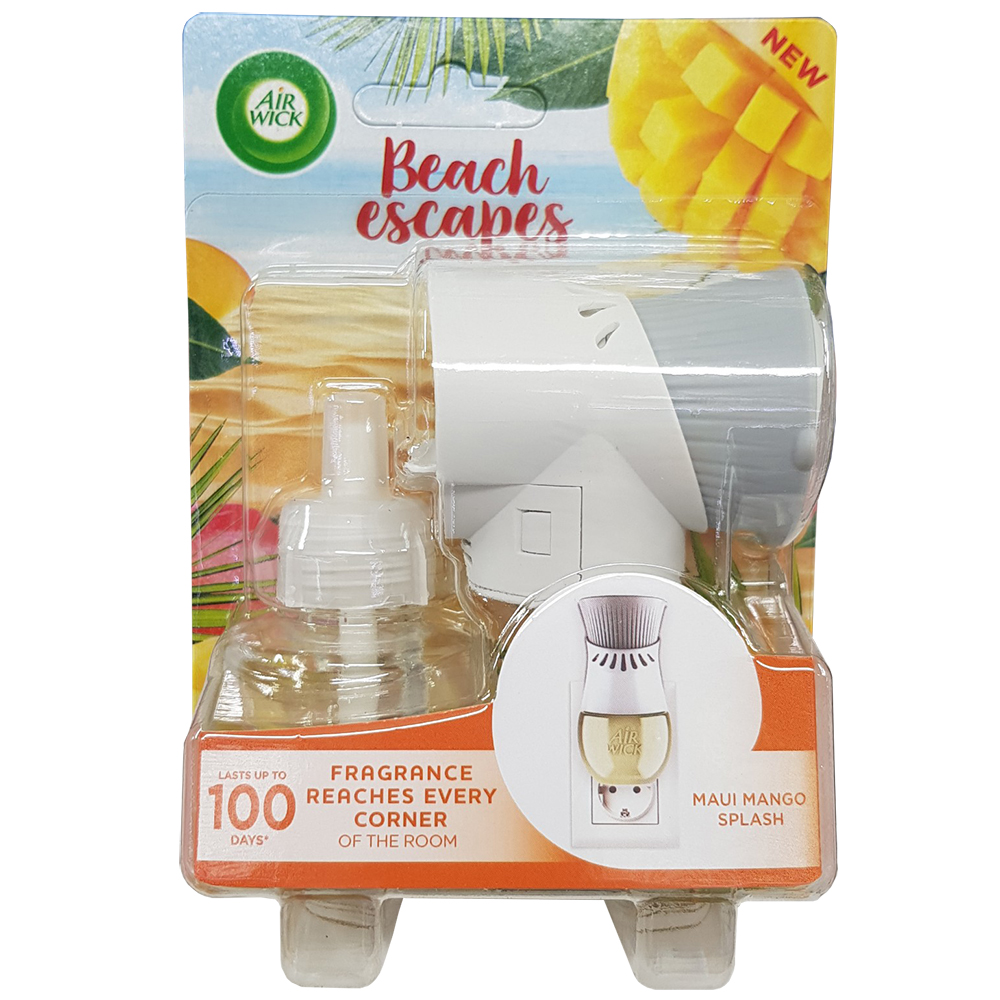 Bộ Tinh Dầu Cắm Điện Air Wick AWK9821 Beach Escapes Maui Mango Splash 19ml (Hương xoài Maui), sử dụng điện 220V