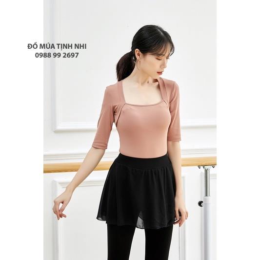 Áo tập múa cổ trang, múa hiện đại tay lỡ cổ vuông A132 - Đồ Múa Tịnh Nhi