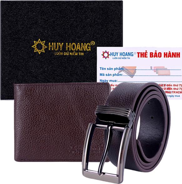 Bộ Ví &amp; Thắt Lưng Nam Đầu Kim Huy Hoàng HT2115-HT4109 (23 x 11,5 cm) - Nâu