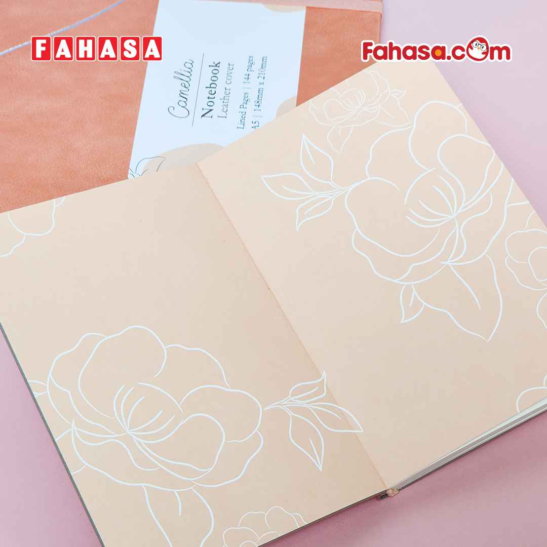 Sổ Da Bìa Cứng Camellia A6 - Kẻ Ngang - 120 Trang 100gsm - The Sun - Peach Fuzz