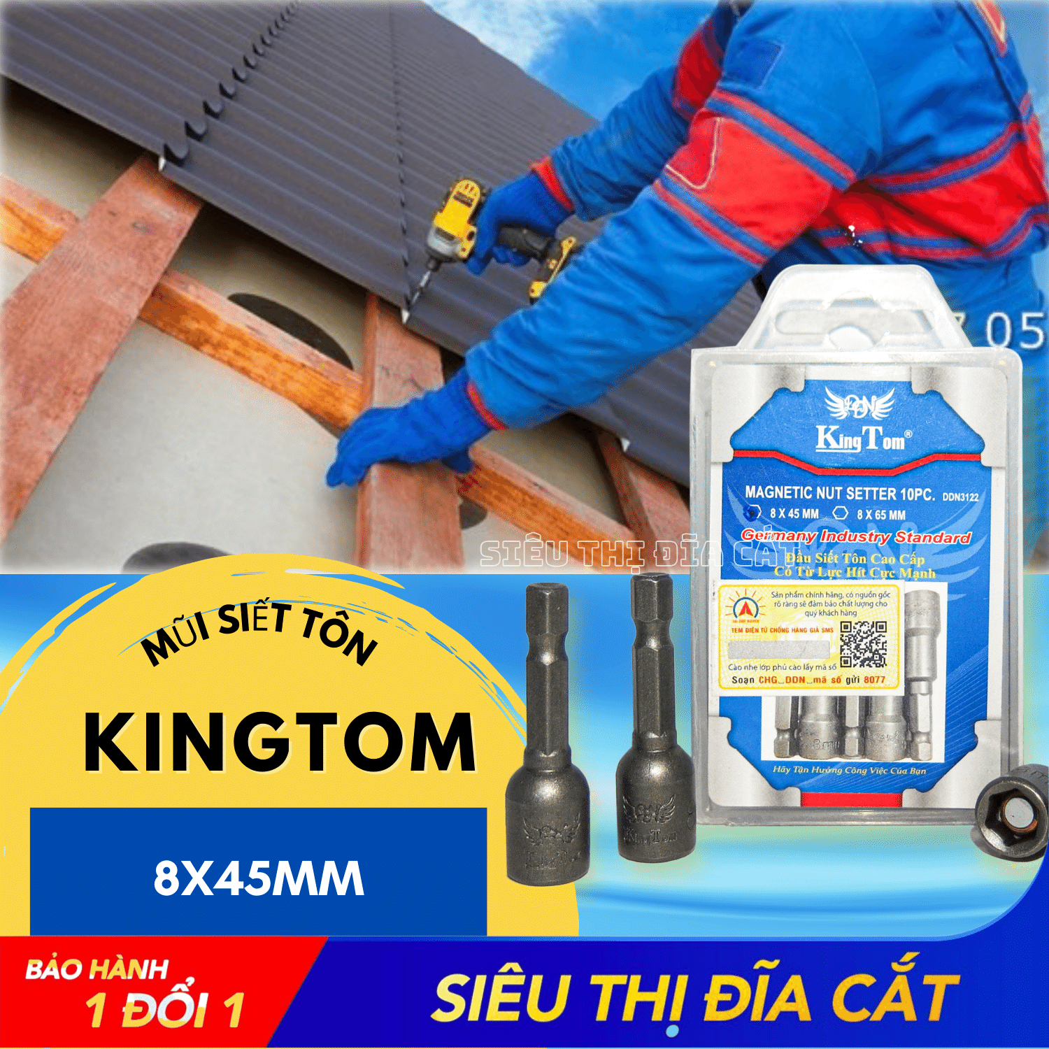 Mũi Siết Tôn KingTom 8x45mm - Ngắn - 10 Mũi