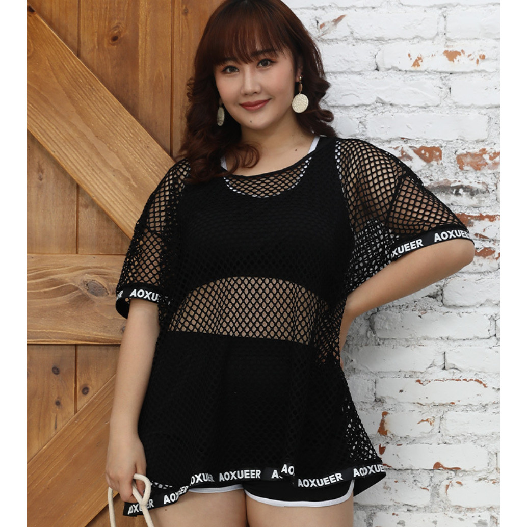 Đồ Bơi Nữ Hai Mảnh Bigsize Kèm Áo Lưới At198 Mayhomes Cho Cân Nặng 67Kg - 85Kg - Ren Đen