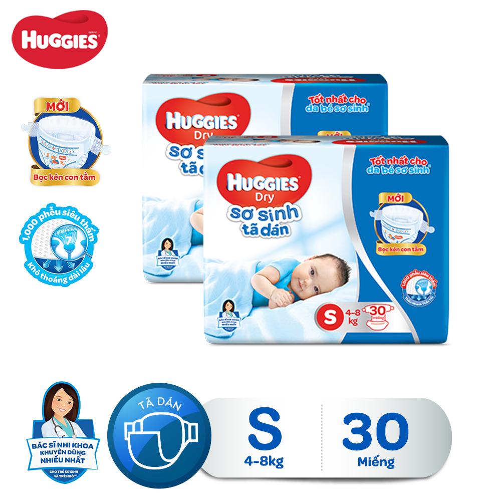 Combo 2 tã dán sơ sinh Huggies Diapers New Born S30