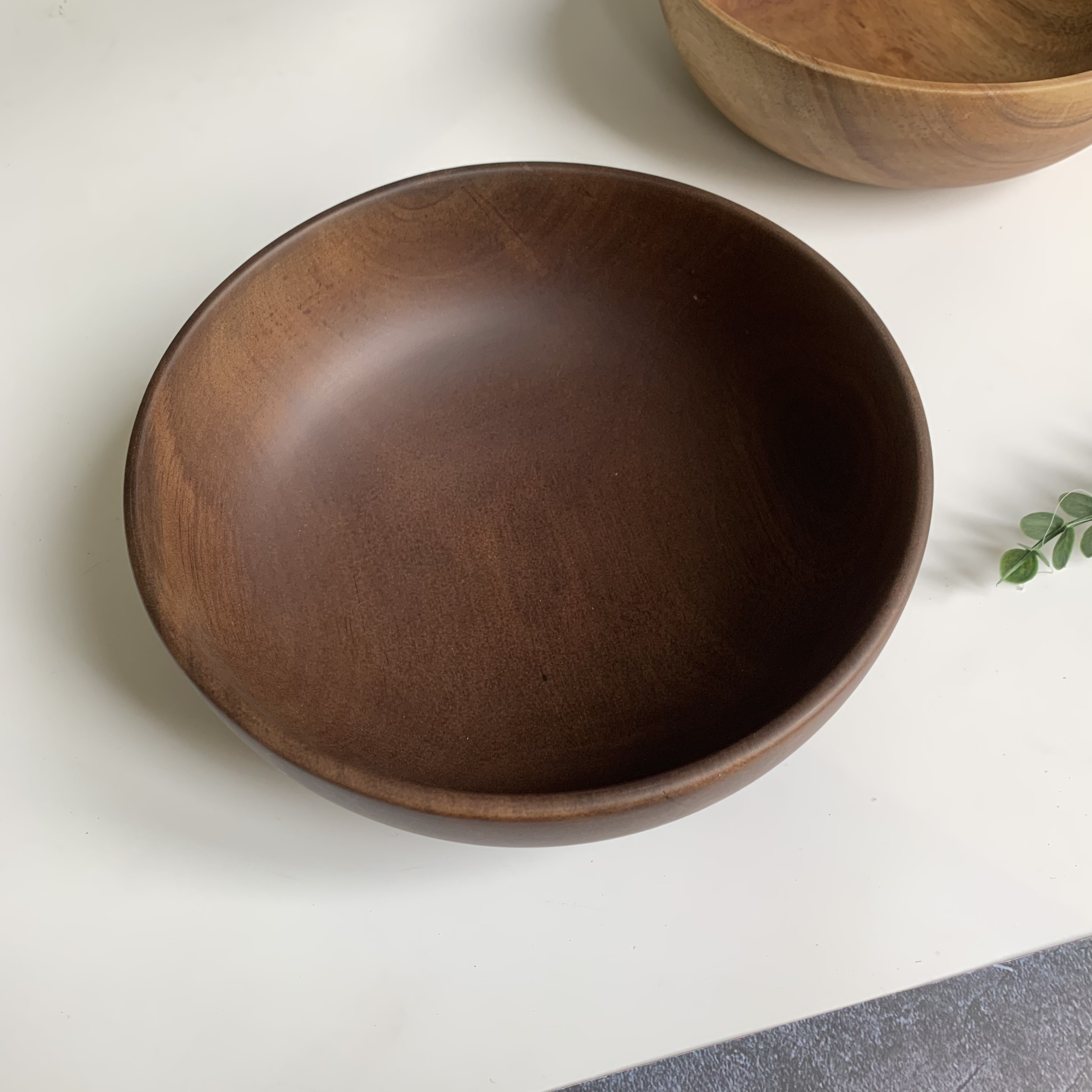 Bát Gỗ, Tô Gỗ Keo Nguyên Khối Cao Cấp Màu Óc Chó 20x7cm