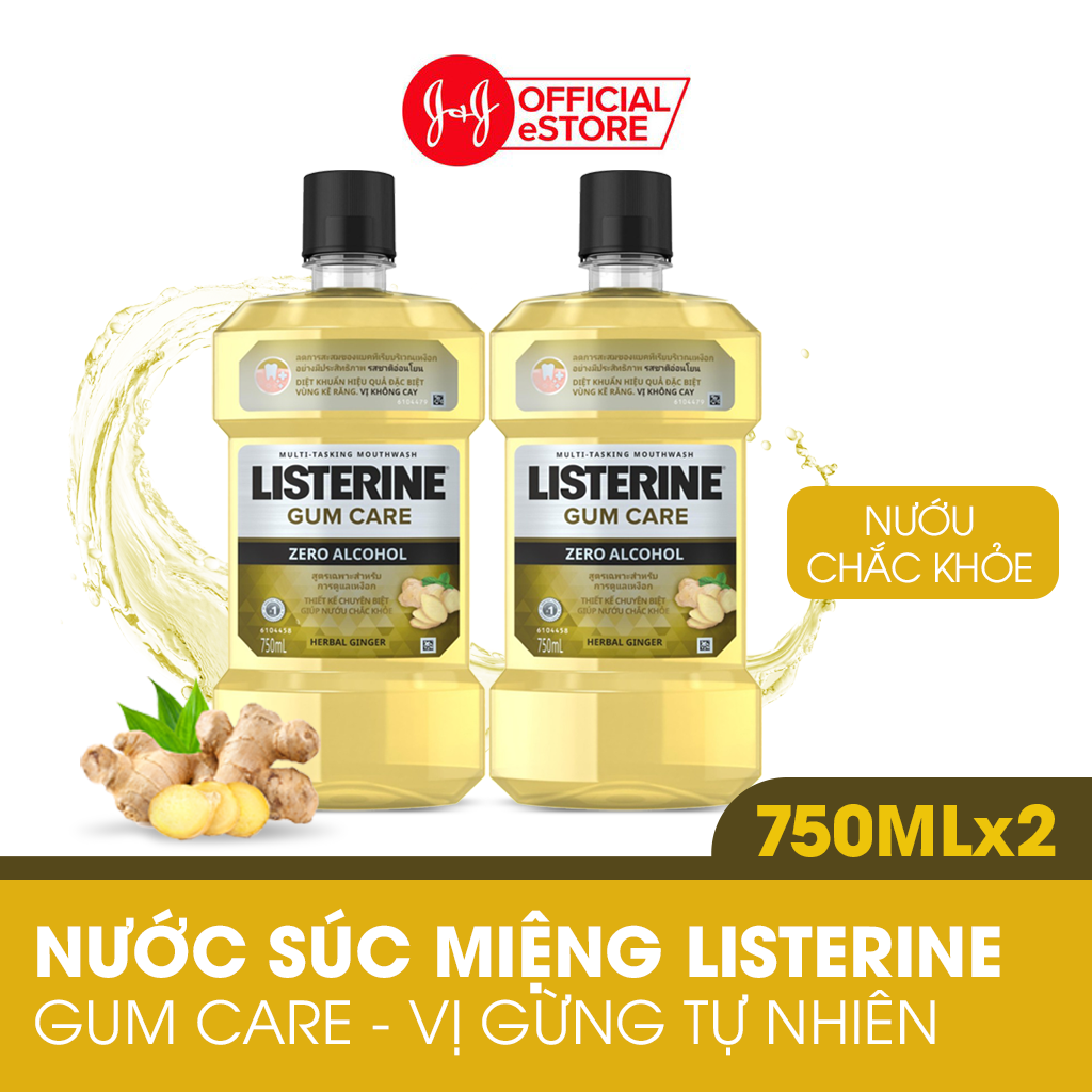 Bộ 2 Chai Nước súc miệng giúp nướu chắc khỏe Listerine Gum Care 750ml/chai 101109930