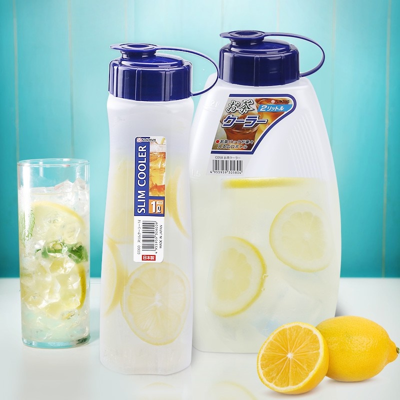 Combo hộp 4 chiếc cốc thủy tinh 240ml + Bình nước du lịch 1000ml hàng nội địa Nhật Bản