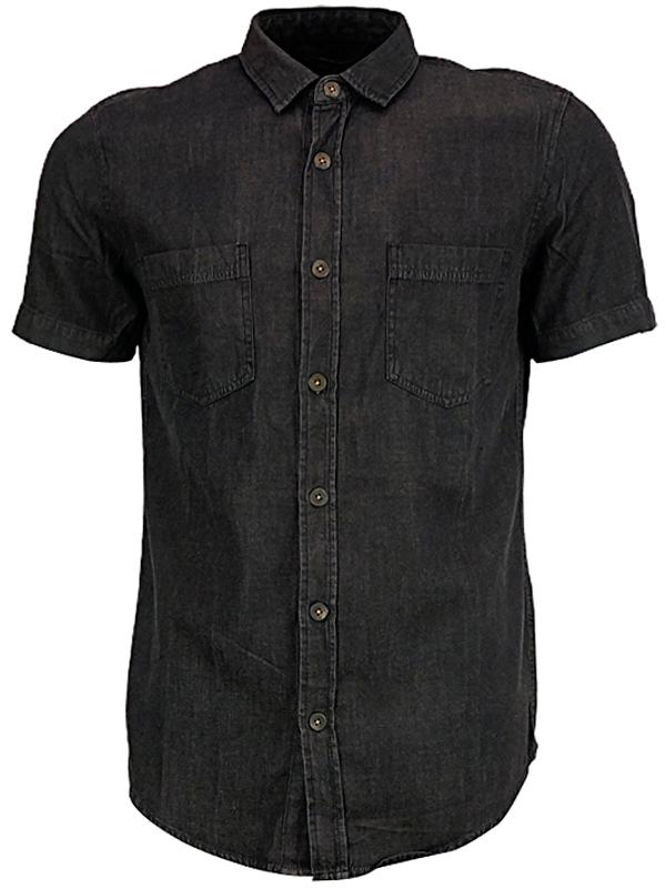 Áo Sơ Mi Tay Ngắn FOREVER21 SLIM FIT POCKETS DENIM SHIRT - SIZE XS/S