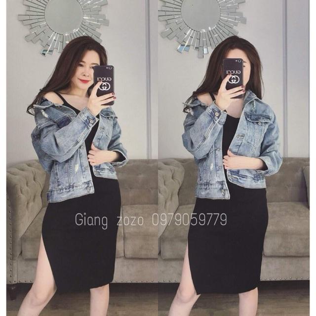 Áo khoác Jeans thêu chữ cổ siêu chất