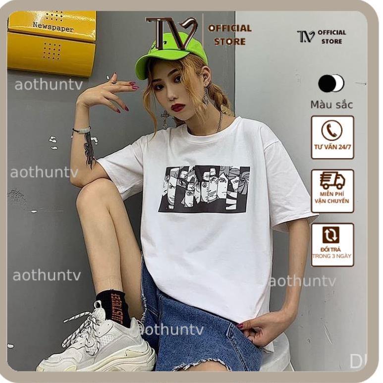 Áo thun nữ TVSTORE Áo phông tay lỡ form rộng NARUTO cotton mát màu trắng đen