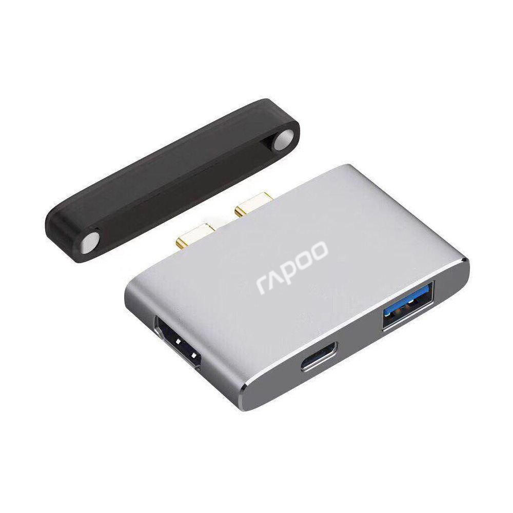 Bộ chia USB Type-C Rapoo 3-in-1 (ra HDMI - USB 3.0 - USB Type-C) XD20M - Hàng Chính Hãng