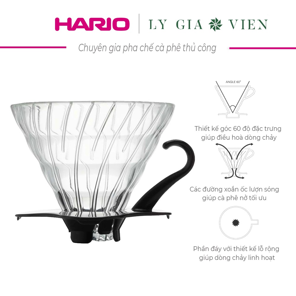 Phễu Pha Cà Phê Thủy Tinh Hario V60 Coffee Dripper