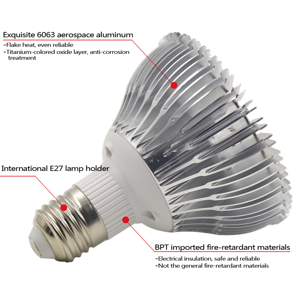 Đèn led trồng cây chuyên nghiệp tản nhiệt thép 80W E27 MDA80