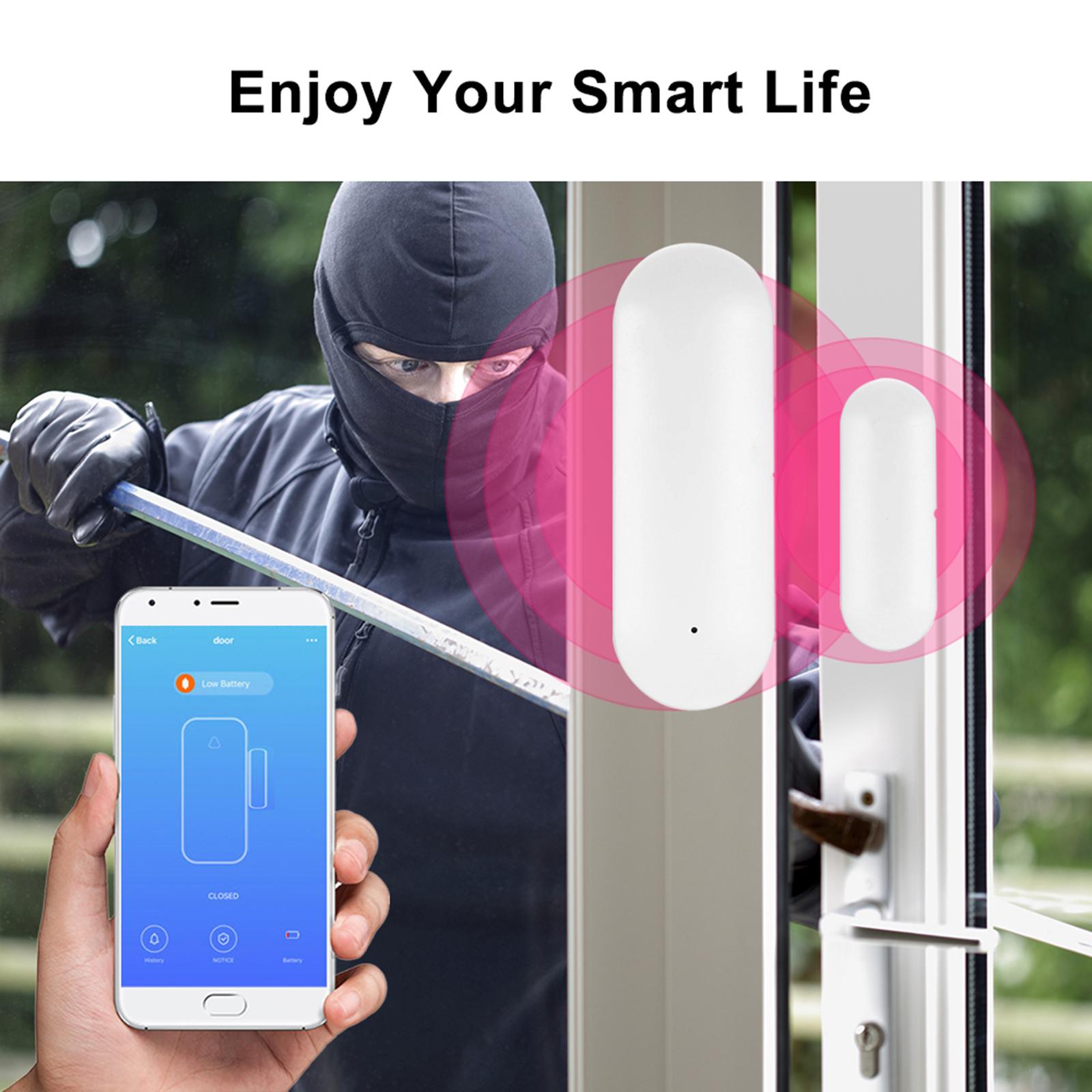 Wireless Door Window Sensor WiFi Smart Door Intrusion Detector Home Security Alarm Works with Amazon alexa Google assistant or Rokid