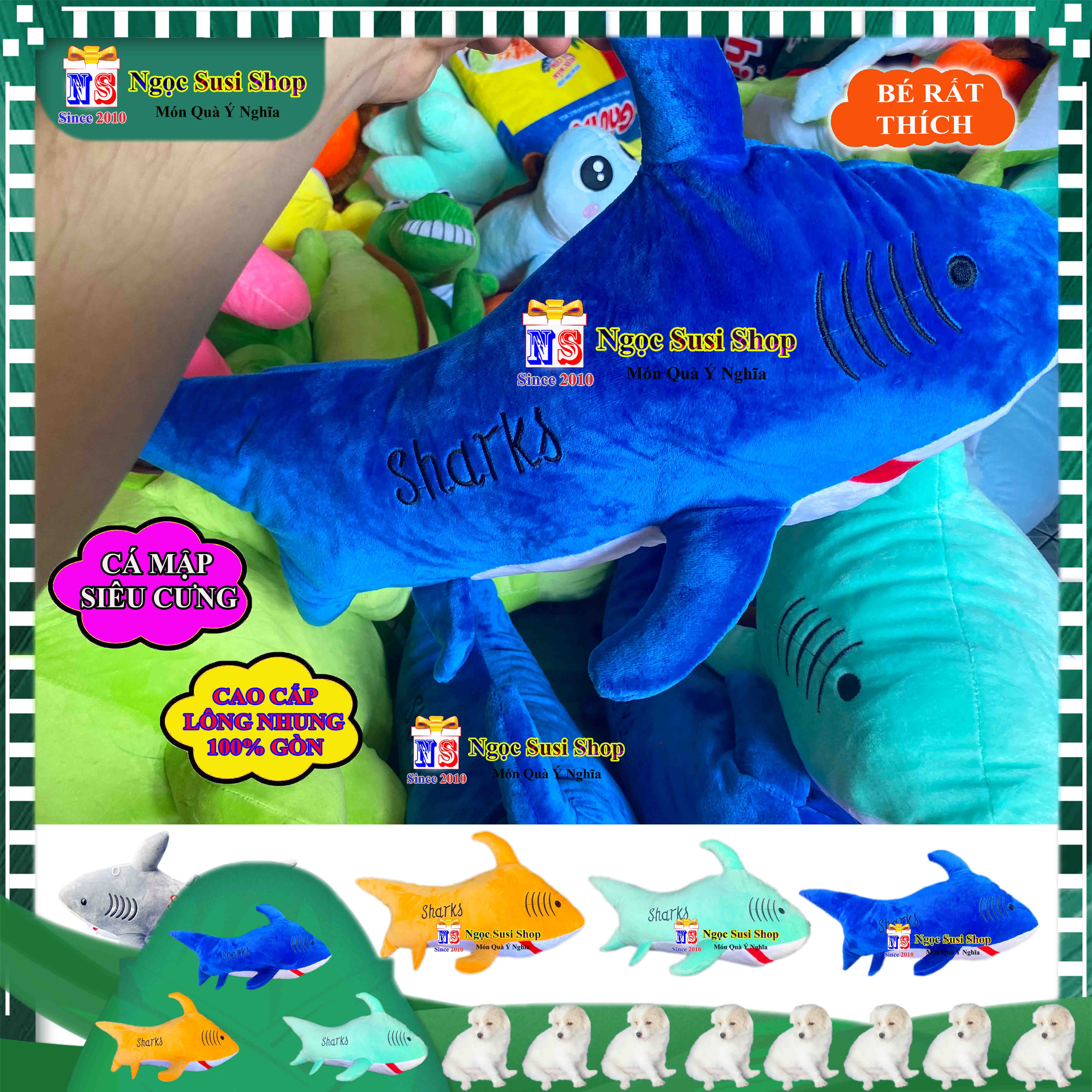 THÚ BÔNG CÁ MẬP BABY SHARK RẤT DỄ THƯƠNG CHO BÉ SIÊU THÍCH ÔM NGỦ SIZE 50CM - GIAO NGẪU NHIÊN MÀU