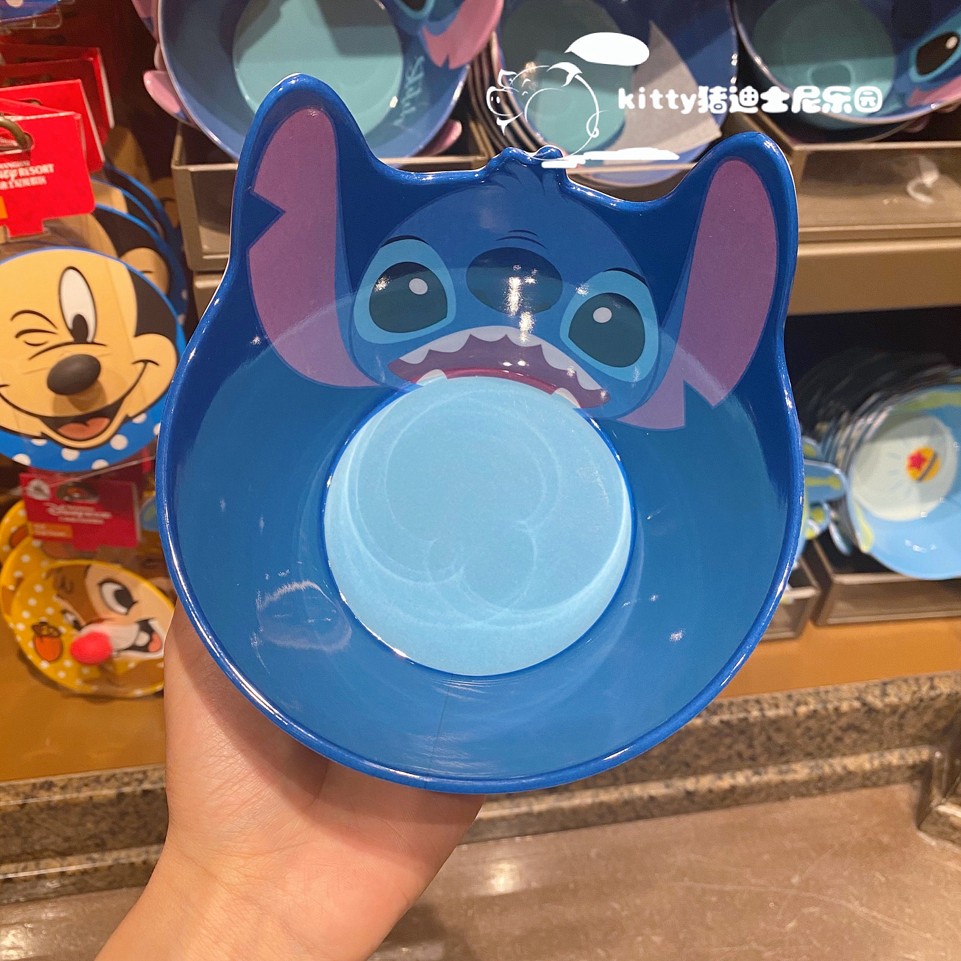 Chén ăn nhựa Melamine hình Stitch nổi 3D màu xanh đậm cho bé trai - 78VNDS2486