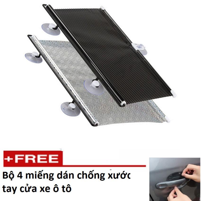 Rèm che nắng xe hơi,dán chống nắng cửa xe ô tô 206259 (Bạc) tặng bộ 4 miếng dãn chống xước