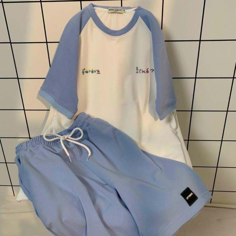 Bộ Quần Áo In Chữ Hàn Quốc Cute , Đồ Bộ Nữ Ở Nhà