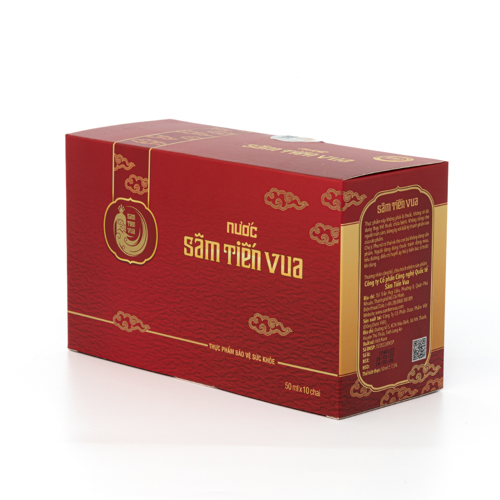 Combo Đế Vương (1 Hộp Nước Sâm Tiến Vua: 10 chai x 50ml Và 1 Hộp Trà Sâm 9 gói x 5g), Bộ Quà Tặng Sức Khỏe Cao Cấp