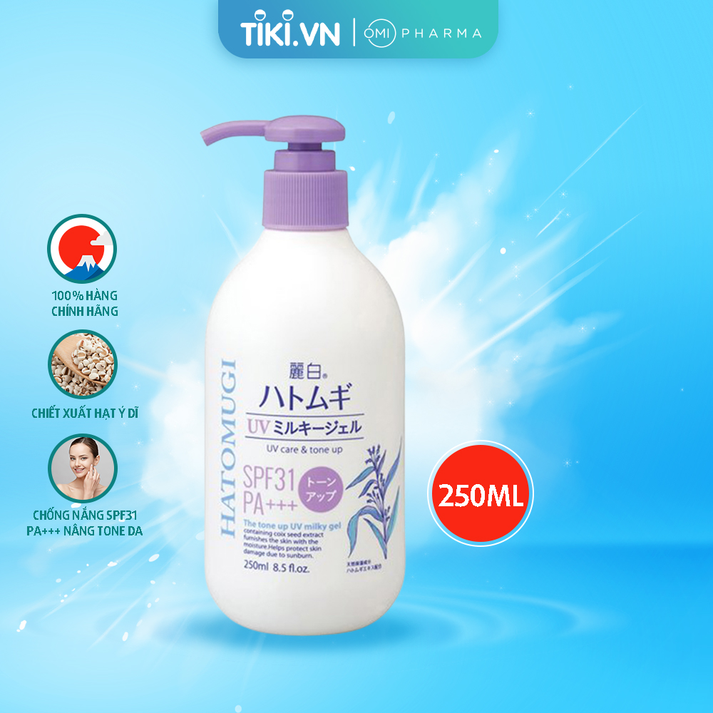 SỮA DƯỠNG THỂ CHỐNG NẮNG NÂNG TONE VÀ DƯỠNG ẨM DA HATOMUGI SPF31 PA+++ 250ml