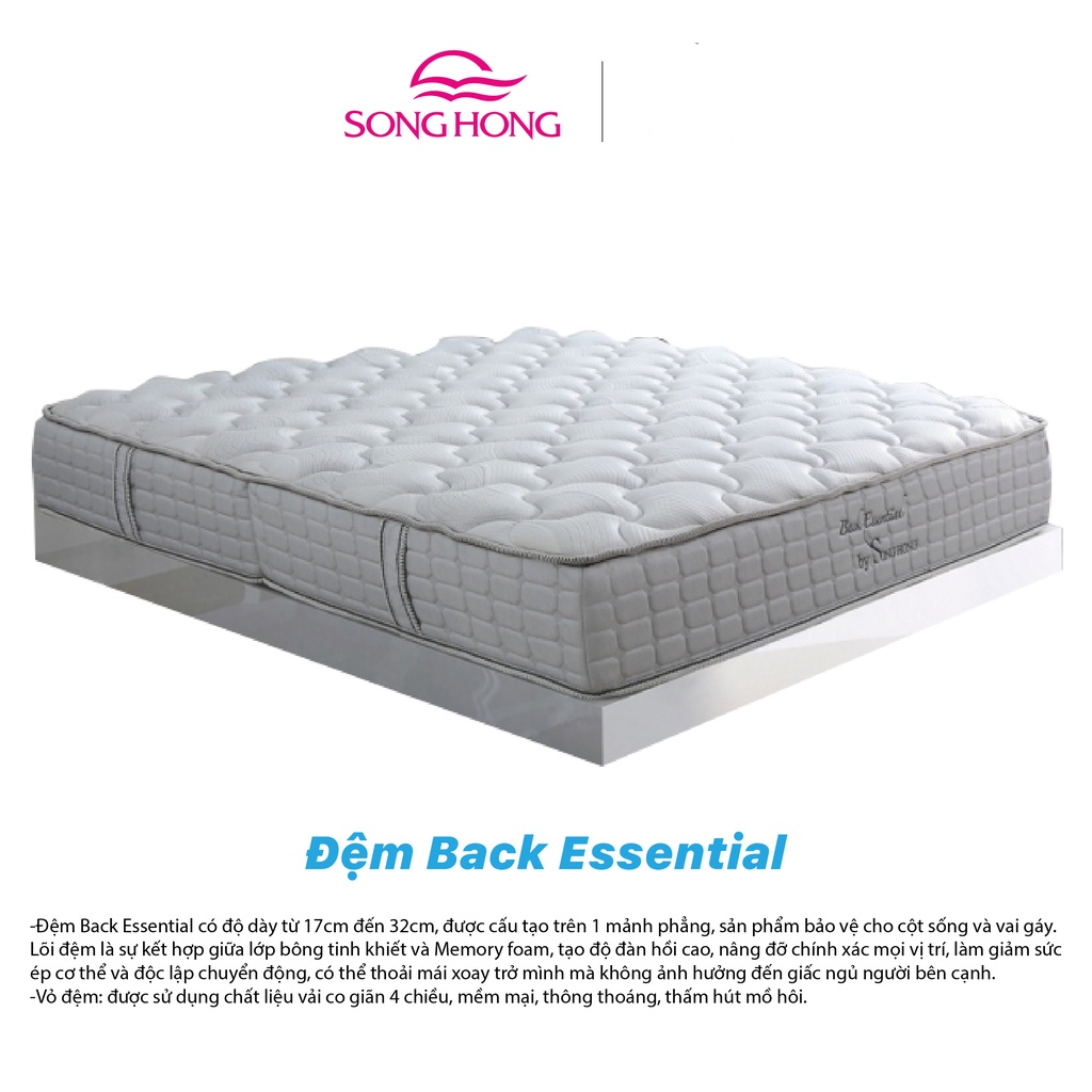 Đệm bông tinh khiết sông hồng cao cấp back essential