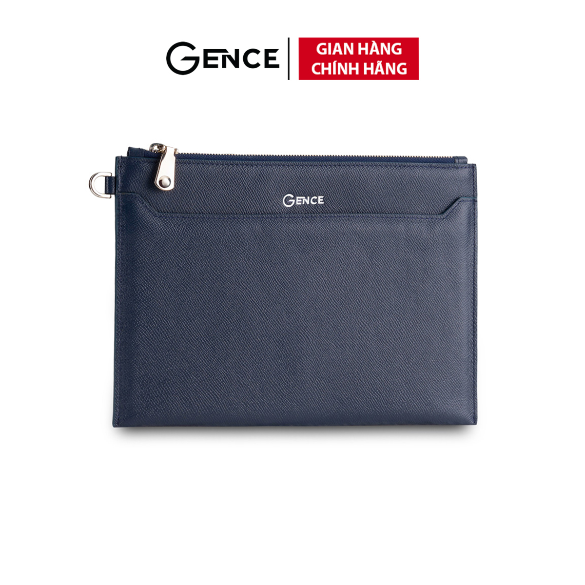 Clutch Nam Cầm Tay Ví Da Công Sở GENCE HT19 Da Bò Cao Cấp Màu Xanh Navy