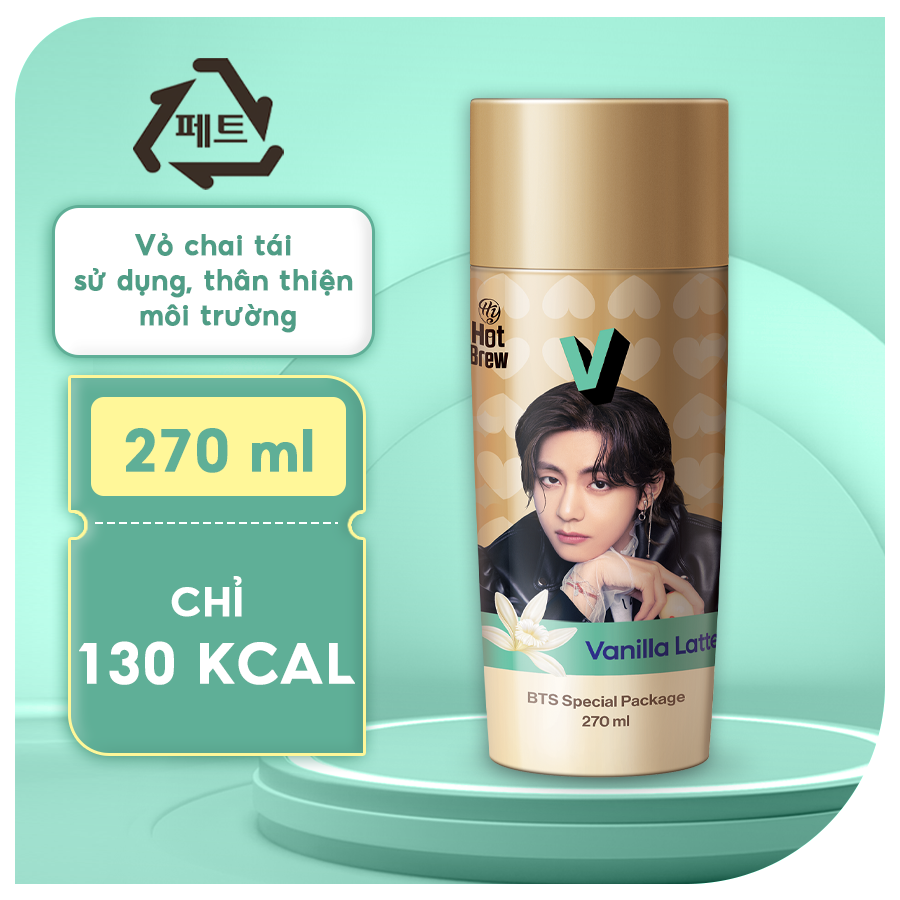 Cà phê Hot Brew vị Vanilla Latte Coffee phiên bản BTS - Cafe uống ngay chai 270ml