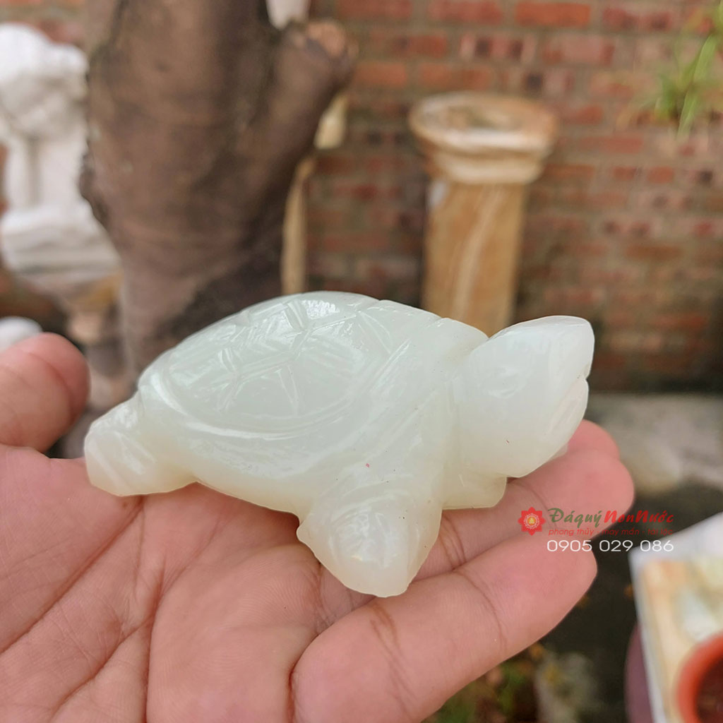 Rùa đá phong thủy đá ngọc Pakistan 8cm - đá Non Nước