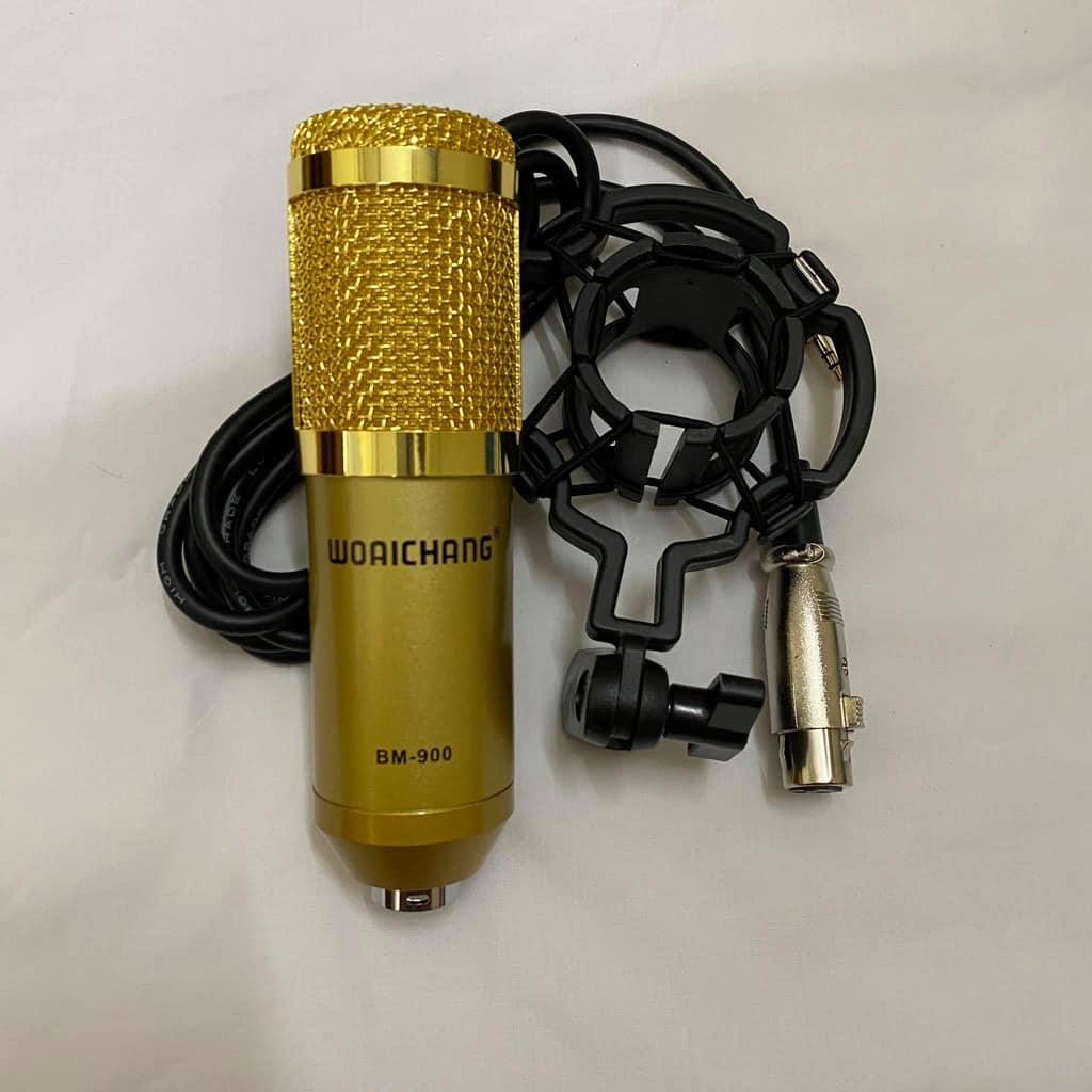 Bộ combo mic livestream hát karaoke online card V8 nâng cấp V8S có bluetooth autotune micro BM900 màng lọc âm chân kẹp