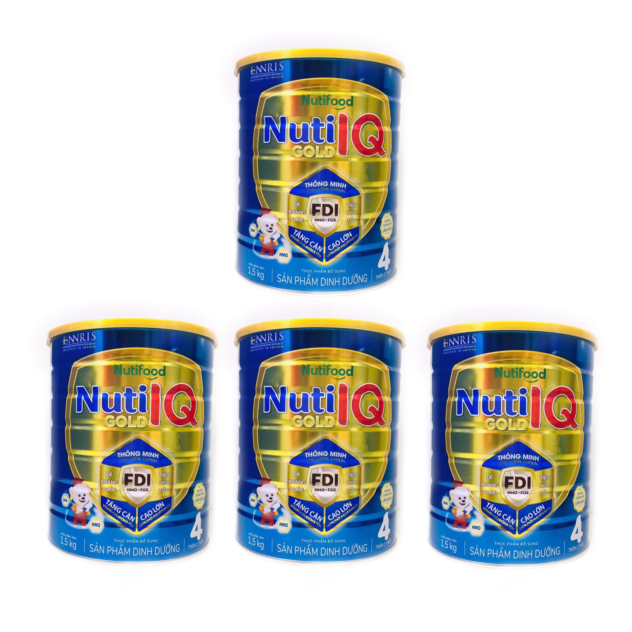 Bộ 4 Lon Sữa Bột Nutifood Nuti IQ Gold Step 4 (Từ 2 - 6 tuổi) - 1.5kg