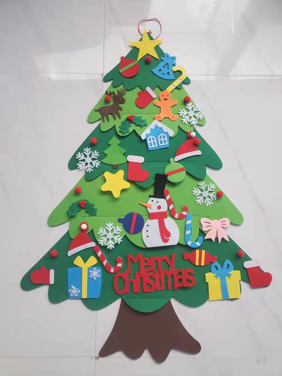 Cây thông Noel bằng vải dạ cao 70cm full 32 phụ kiện kèm đèn led cho bé