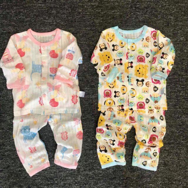 Quần áo trẻ em - SÉT 5 BỘ cotton giấy dài tay cho bé Yêu ( khuy Trước