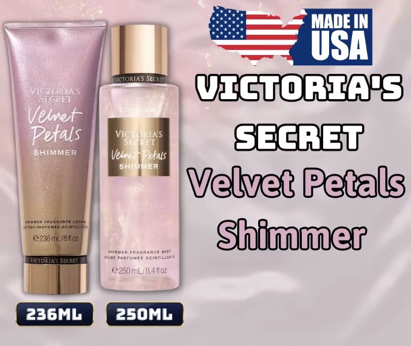 Victoria Secret Shimmer Velvet Petals Chính Hãng - Body Mist Victoria Secret 250ml &amp; Lotion Victoria Secret 236ml Chính Hãng