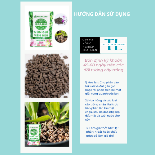 Phân trùn quế Sfarm dạng viên nén cao cấp bao 1kg dùng cho phong lan, hoa cảnh các loại cây