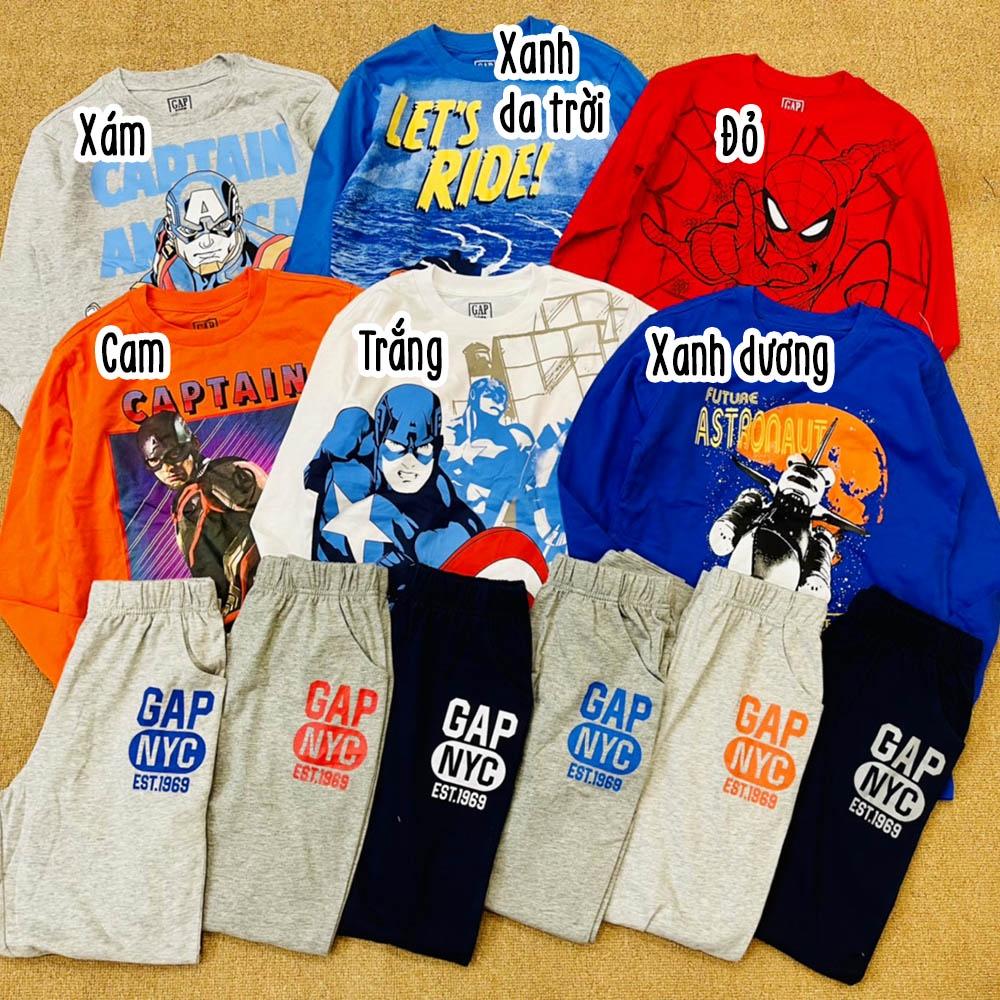 Set 2 bộ đồ dài tay thun cotton xuất dư cho bé trai mặc nhà đi chơi mặc ngủ MamLa