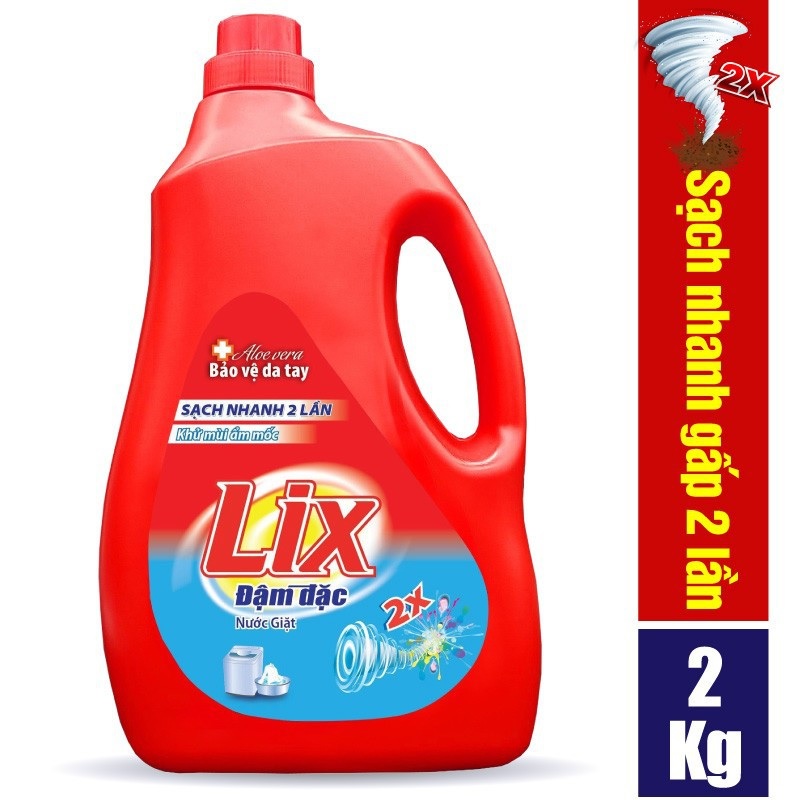 COMBO số 36 gồm Nước giặt Lix đậm đặc hương hoa 2kg NG201 + Nước rửa chén Lix siêu sạch hương chanh 1.4kg NS140 + Nước lau sàn Lix hương nắng hạ 1 lít LD118